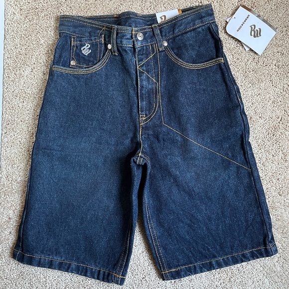 NWT Rocawear Y2K Long Baggy Denim Jean Shorts, dark wash, size 8 (boys) - Picture 1 of 10